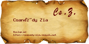 Csanády Zia névjegykártya
